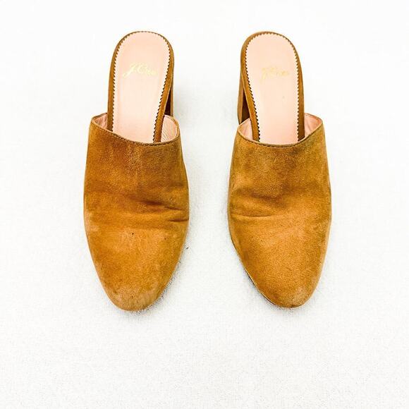 J. Crew Suede Round Toe Mules Slide On Heel Shoes Size 7 EUC - Picture 1 of 5